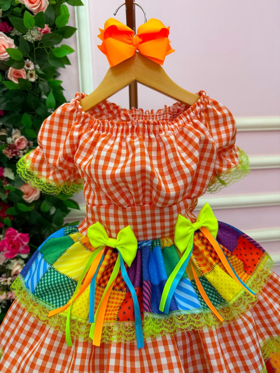 Vestido Junino Banana Club Luxo Quermesse do Sertão + Saiote - Leveza e Elegância para Meninas | Bebeloo Kids
