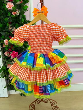 Vestido Junino Banana Club Luxo Quermesse do Sertão + Saiote - Leveza e Elegância para Meninas | Bebeloo Kids
