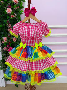 Vestido Junino Banana Club Luxo Quermesse do Sertão - Leveza e Elegância para Meninas | Bebeloo Kids