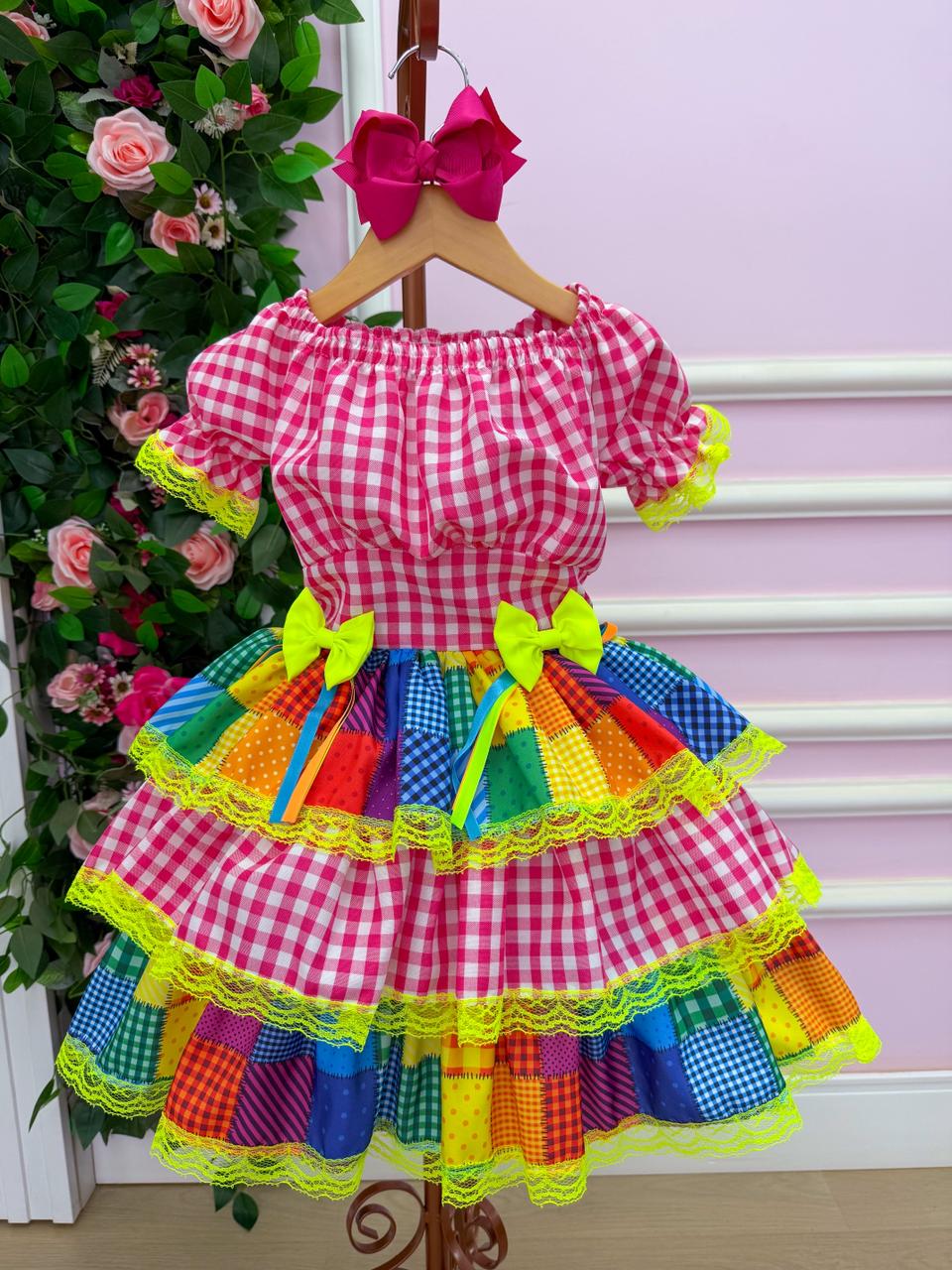 Vestido Junino Banana Club Luxo Quermesse do Sertão - Leveza e Elegância para Meninas | Bebeloo Kids