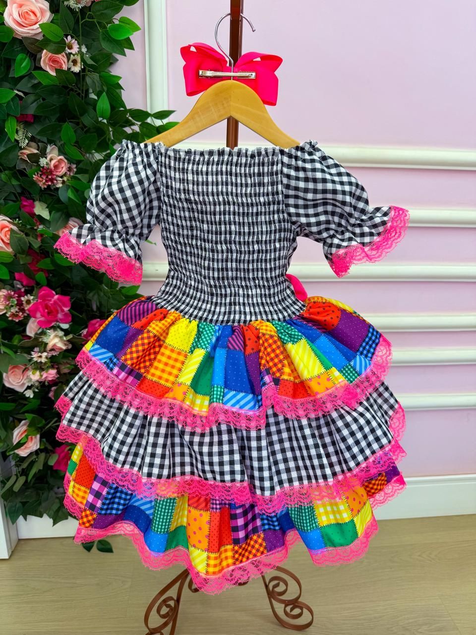 Vestido Junino Banana Club Luxo Quermesse do Sertão + Saiote - Leveza e Elegância para Meninas | Bebeloo Kids