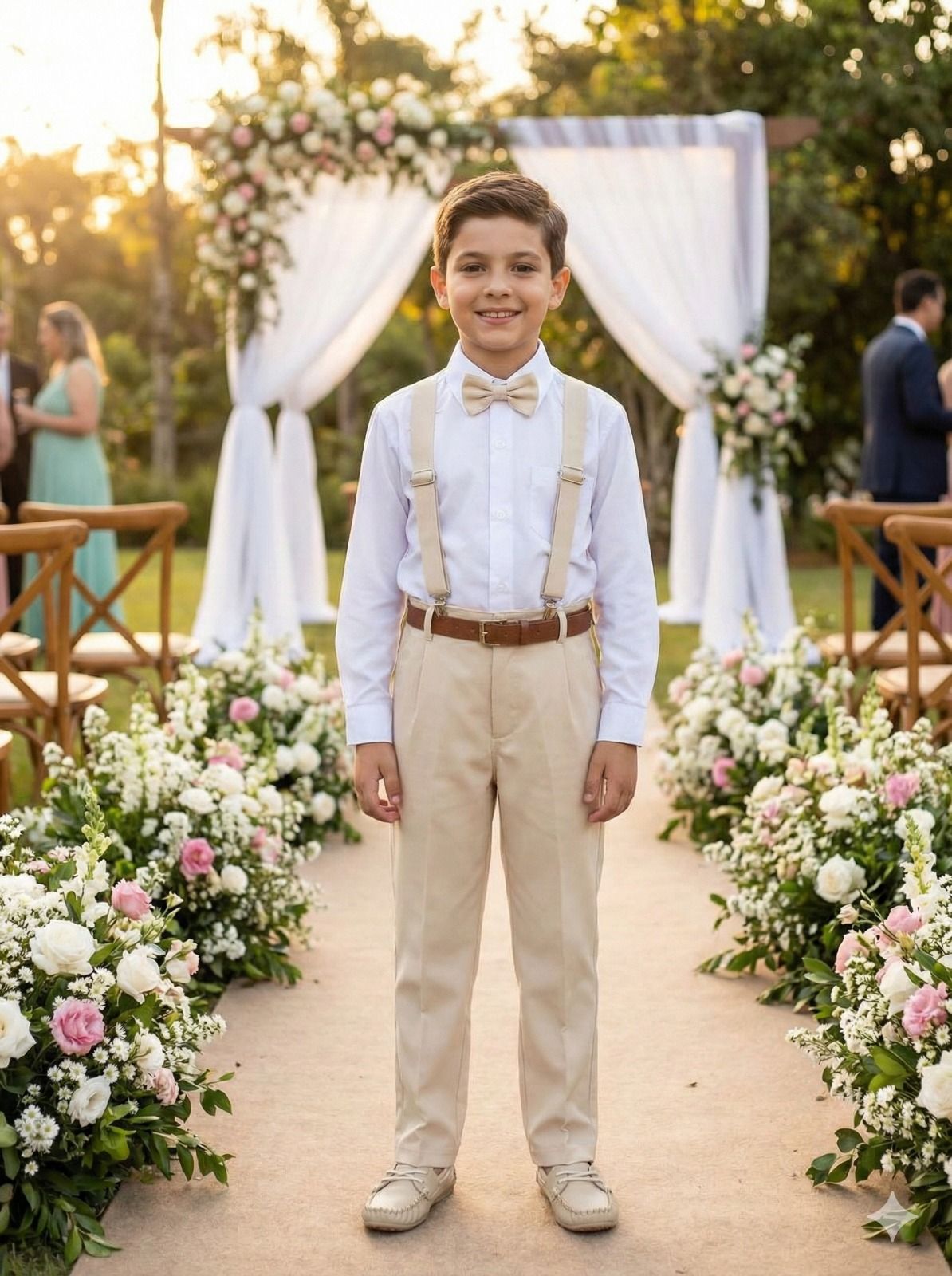 Conjunto Meninos Miss Cherry Leo Suspensorio Palha - Bege - Estilo Delicado para o Dia a Dia | Bebeloo Kids