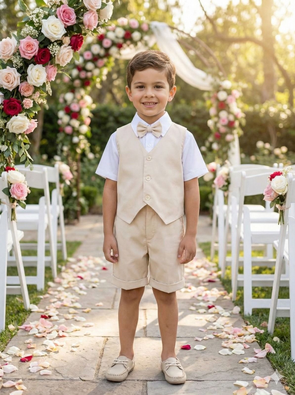Conjunto Social Miss Cherry Leandro Colete Palha - Bege - Estilo Delicado para o Dia a Dia | Bebeloo Kids