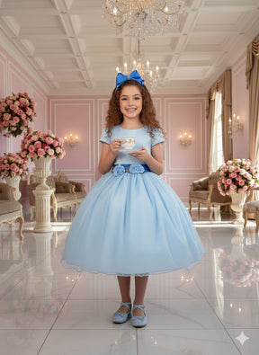Vestido Juvenil Vila Lele Luiza Azul Bebe - Leveza e Elegância para Meninas | Bebeloo Kids
