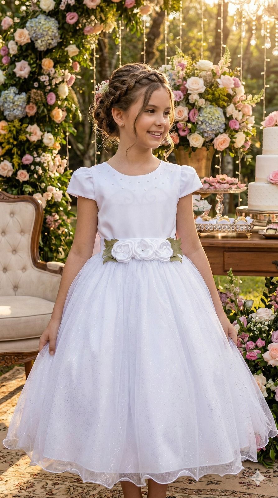 Vestido Juvenil Vila Lele Luiza Branco - Leveza e Elegância para Meninas | Bebeloo Kids
