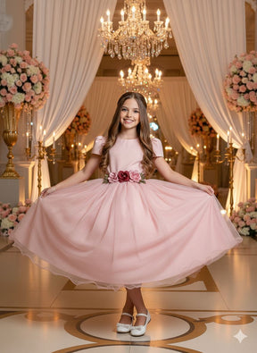Vestido Juvenil Vila Lele Luiza Rose - Leveza e Elegância para Meninas | Bebeloo Kids
