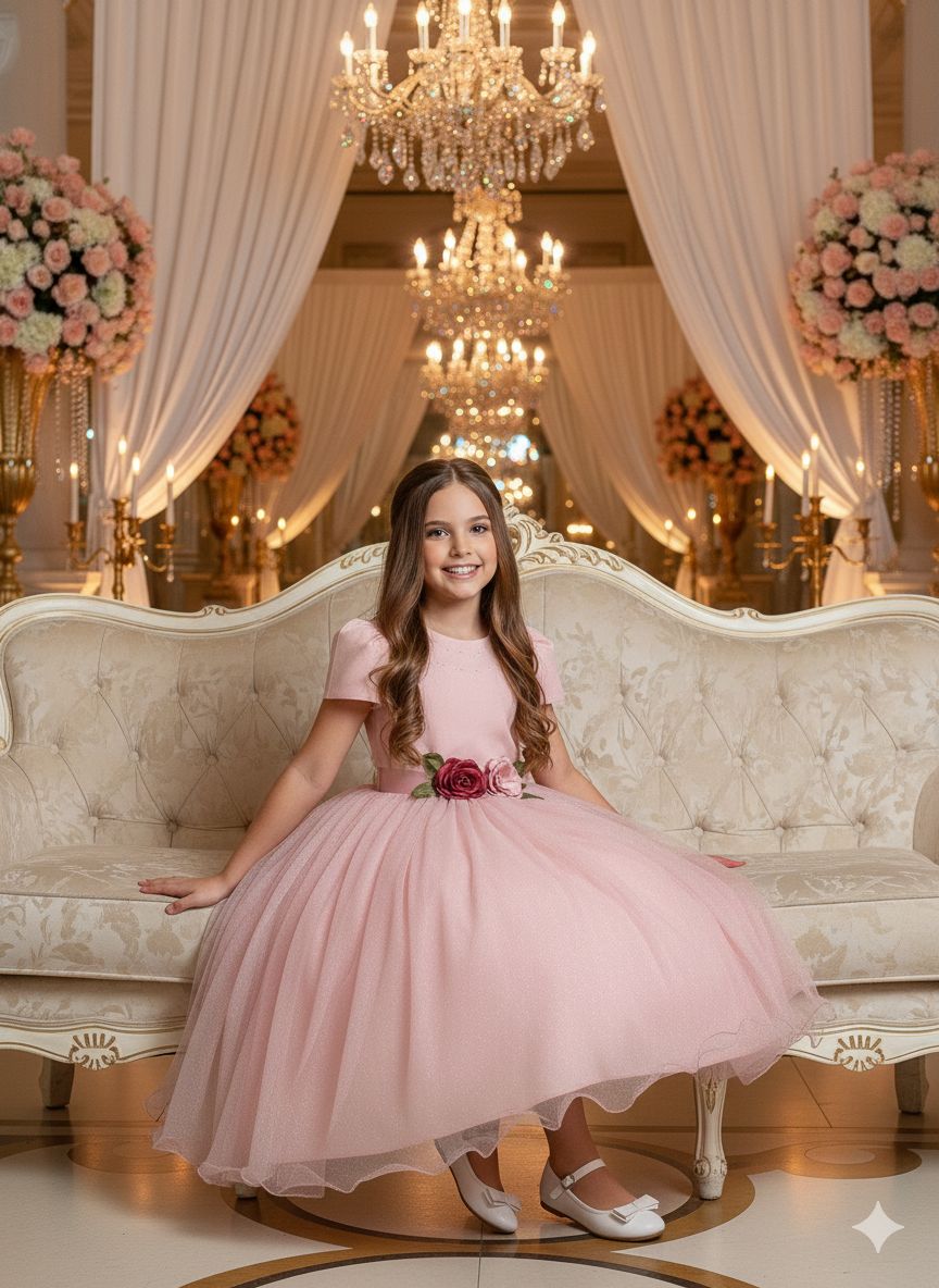 Vestido Juvenil Vila Lele Luiza Rose - Leveza e Elegância para Meninas | Bebeloo Kids