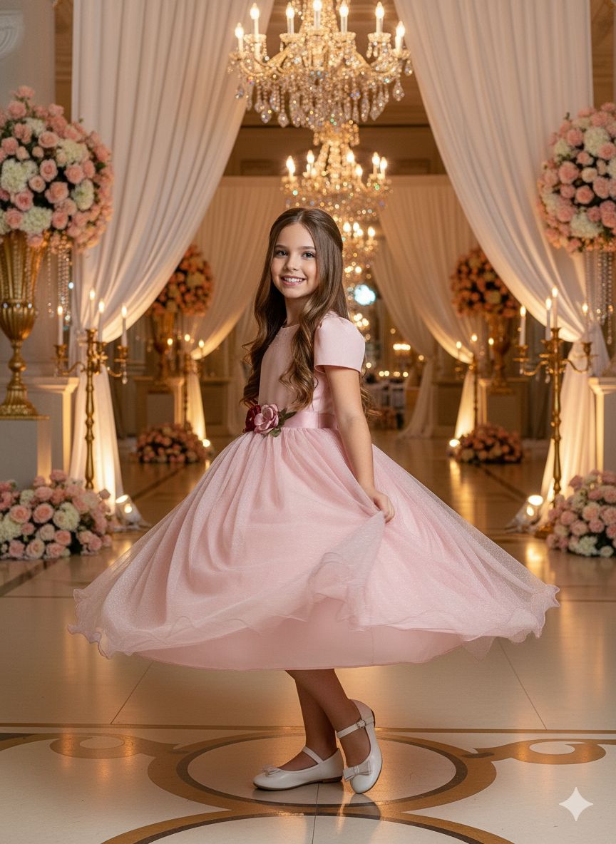 Vestido Juvenil Vila Lele Luiza Rose - Leveza e Elegância para Meninas | Bebeloo Kids