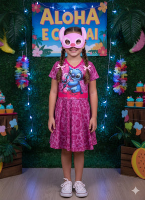 Fantasia Menina Stitch e Angel Rosa - Qualidade e Cuidado para os Pequenos | Bebeloo Kids