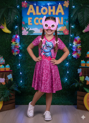 Fantasia Menina Stitch e Angel Rosa - Qualidade e Cuidado para os Pequenos | Bebeloo Kids
