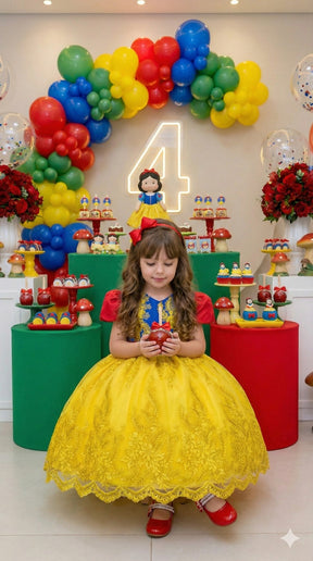 Vestido Marie Temático Realeza Branca De Neve - Leveza e Elegância para Meninas | Bebeloo Kids