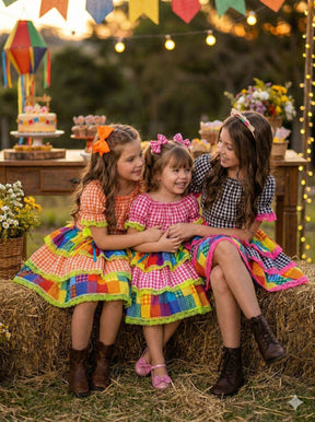 Vestido Junino Banana Club Luxo Quermesse do Sertão + Saiote - Leveza e Elegância para Meninas | Bebeloo Kids