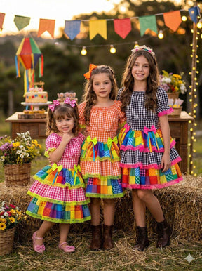 Vestido Junino Banana Club Luxo Quermesse do Sertão - Leveza e Elegância para Meninas | Bebeloo Kids