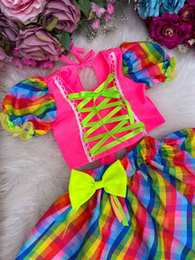 Conjunto Junino Banana Club Luxo Manu Neon - Estilo Delicado para o Dia a Dia | Bebeloo Kids