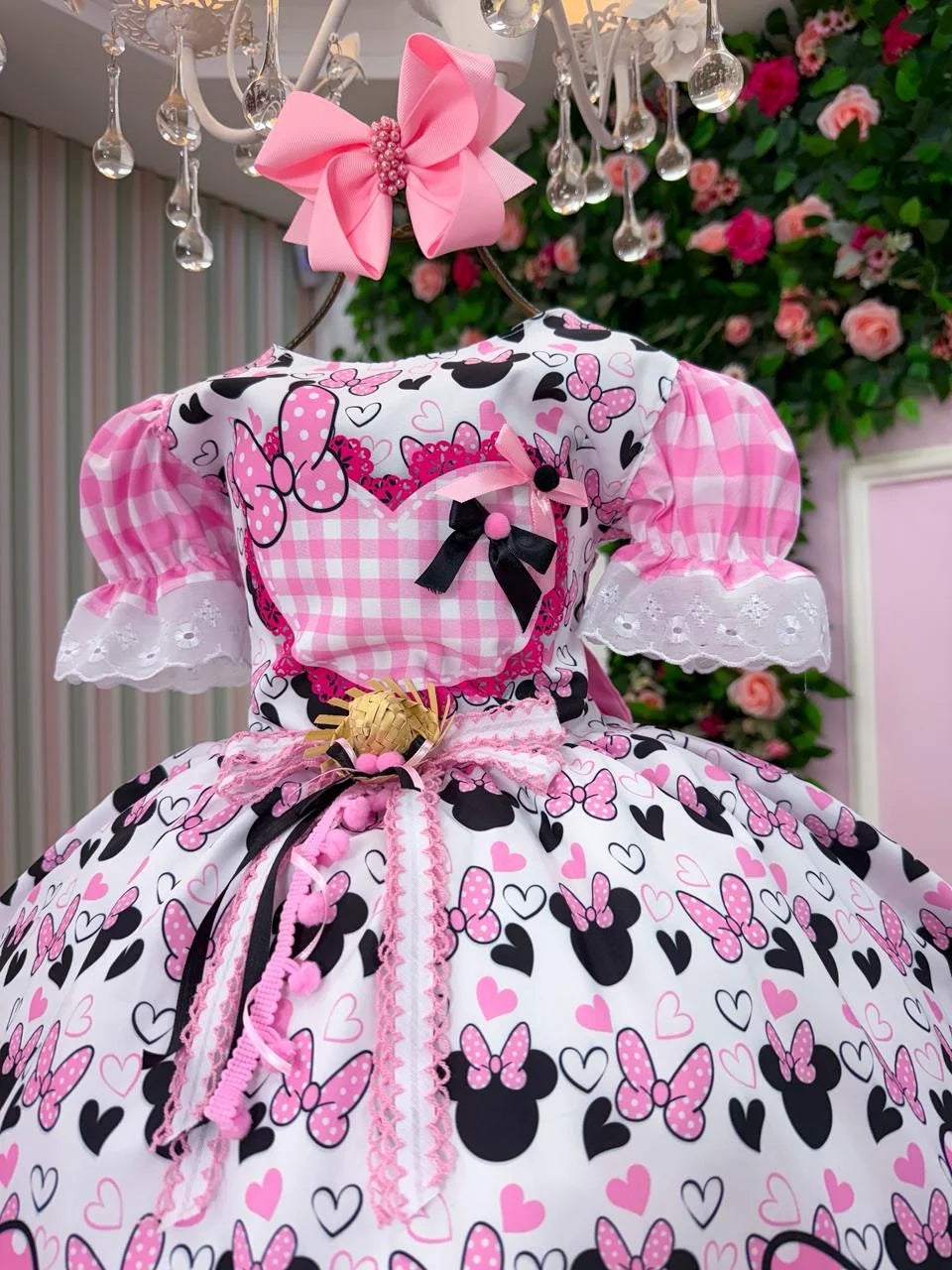 Vestido Junino Tematico Luxo Minnie + Saiote - Leveza e Elegância para Meninas | Bebeloo Kids