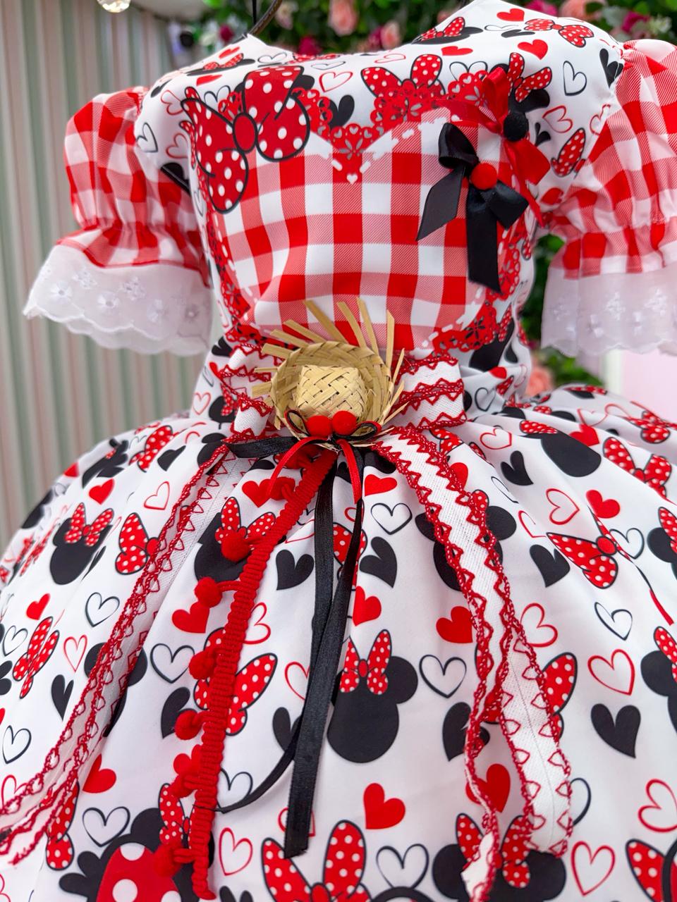 Vestido Junino Tematico Luxo Minnie + Saiote - Leveza e Elegância para Meninas | Bebeloo Kids