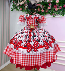 Vestido Junino Tematico Luxo Minnie + Saiote - Leveza e Elegância para Meninas | Bebeloo Kids