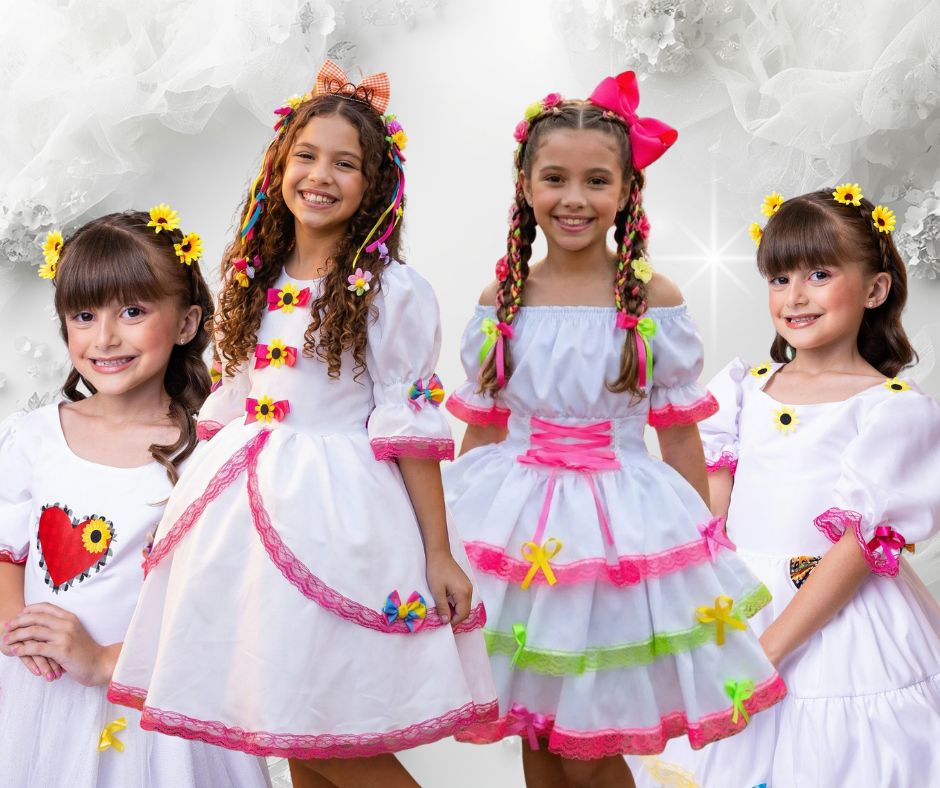 Vestido Junino Banana Club Luxo Noivinha + Saiote - Leveza e Elegância para Meninas | Bebeloo Kids