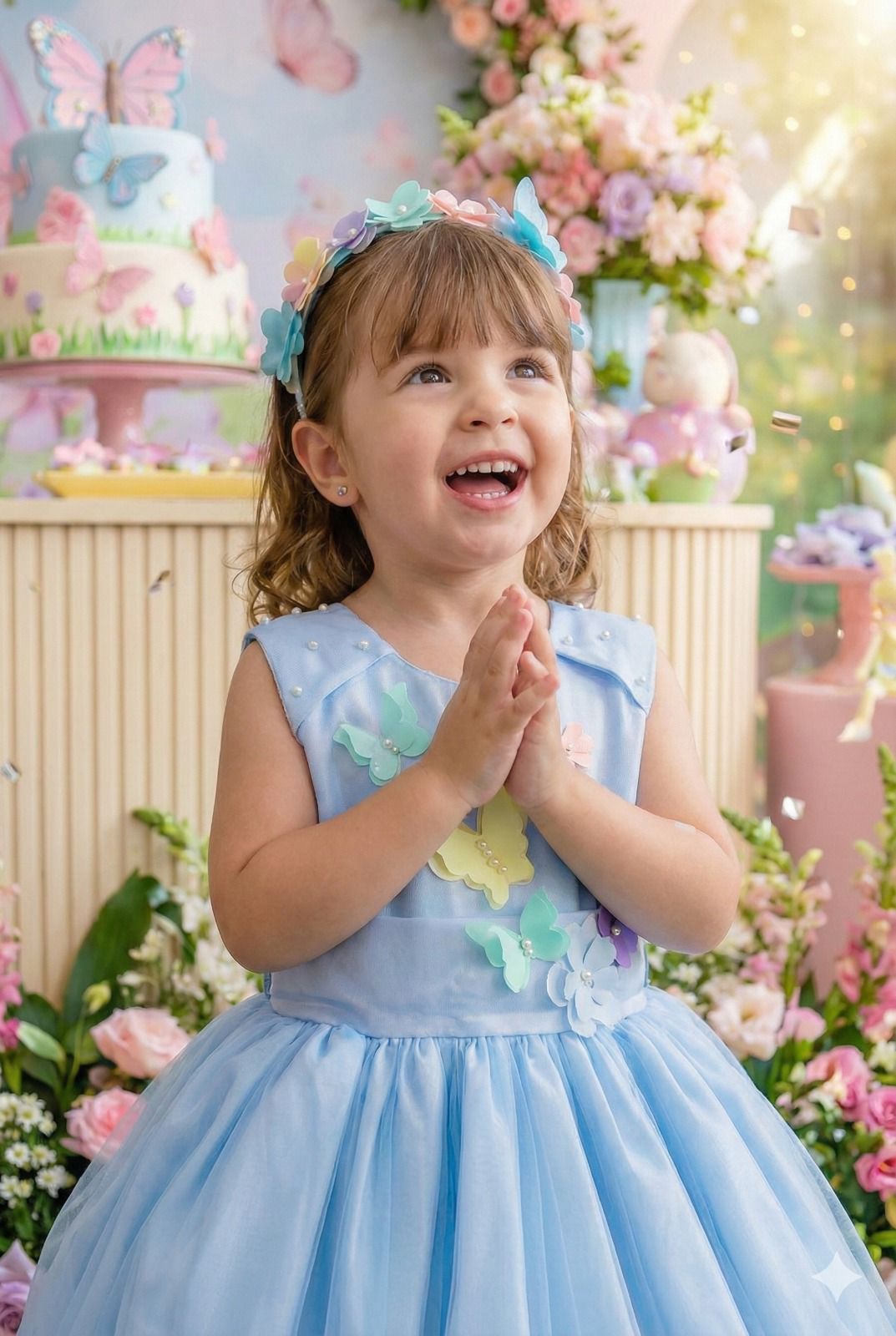 Vestido Princesa Anabel Jardim Encantado Azul Bebe - Leveza e Elegância para Meninas | Bebeloo Kids