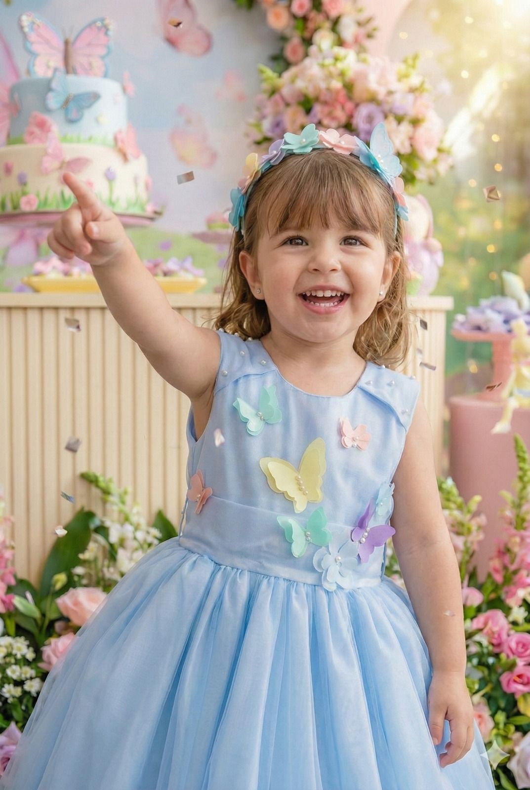 Vestido Princesa Anabel Jardim Encantado Azul Bebe - Leveza e Elegância para Meninas | Bebeloo Kids