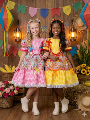 Vestido Marie Junino Quermesse de Luxo + Saiote - Leveza e Elegância para Meninas | Bebeloo Kids