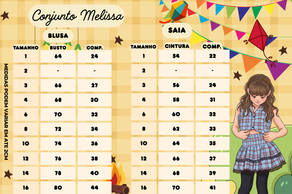 Conjunto Junino Miss Cherry Melissa Xadrez Azul Bebe - Estilo Delicado para o Dia a Dia | Bebeloo Kids