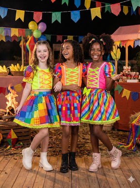 Conjunto Junino Banana Club Luxo Manu Neon - Estilo Delicado para o Dia a Dia | Bebeloo Kids