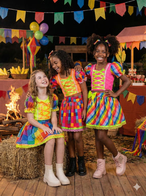 Conjunto Junino Banana Club Luxo Manu Neon - Estilo Delicado para o Dia a Dia | Bebeloo Kids