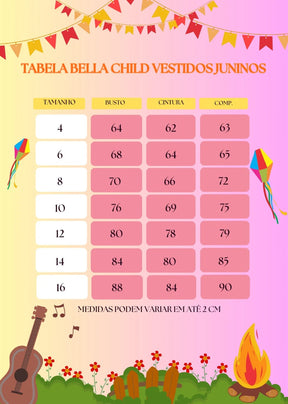 Vestido Bella Child Junino Quermesse Chique - Leveza e Elegância para Meninas | Bebeloo Kids