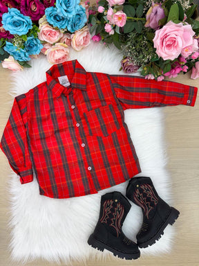 Camisa Xadrez Junina Noah Vermelho - Elegância e Conforto para os Pequenos | Bebeloo Kids