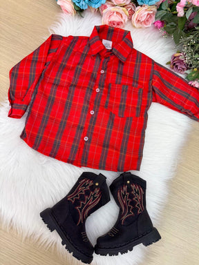 Camisa Xadrez Junina Noah Vermelho - Elegância e Conforto para os Pequenos | Bebeloo Kids