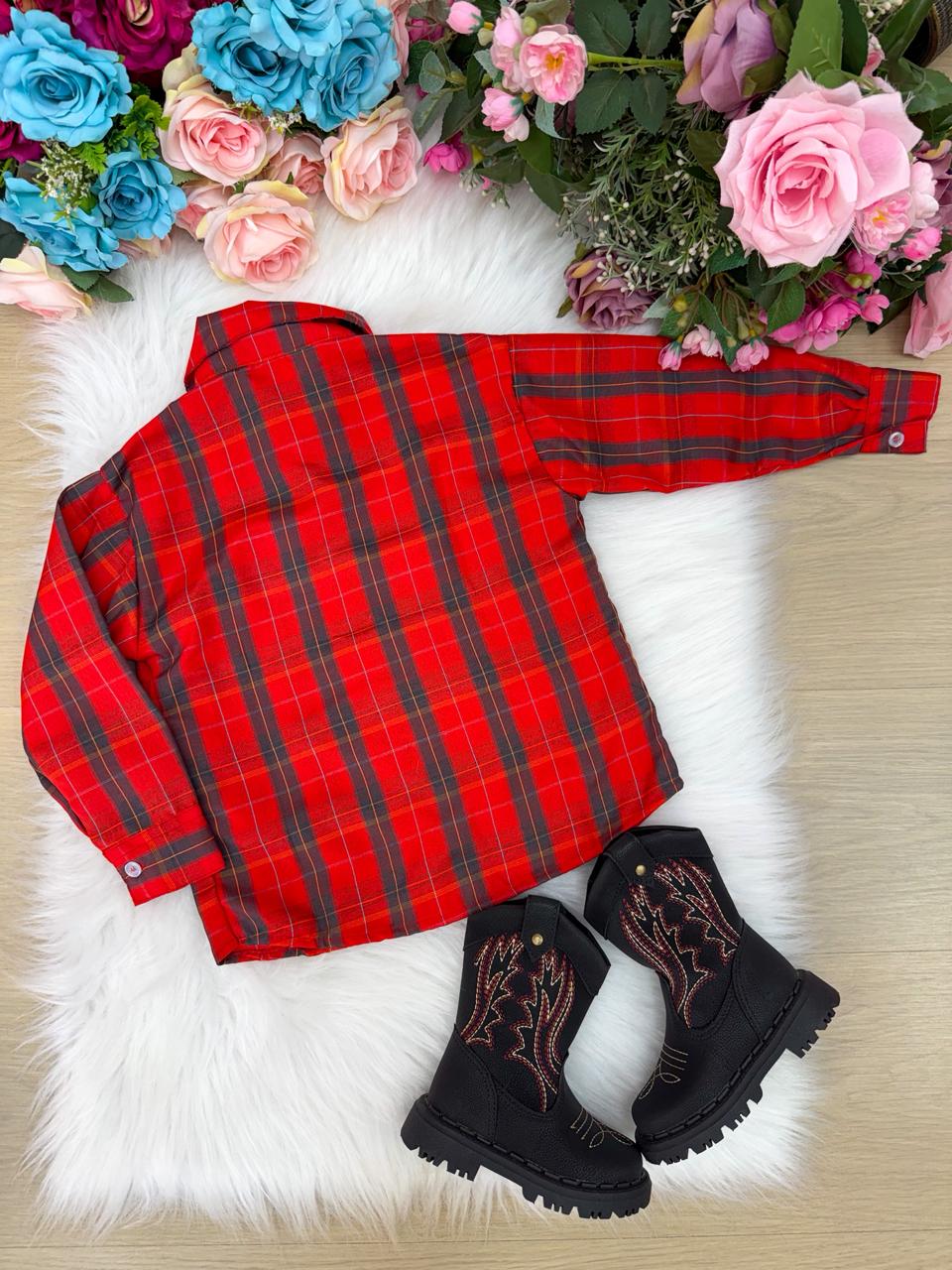 Camisa Xadrez Junina Noah Vermelho - Elegância e Conforto para os Pequenos | Bebeloo Kids