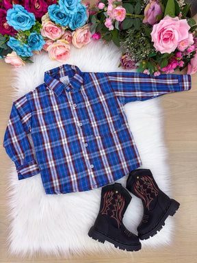 Camisa Junina Xadrez Zion Azul - Elegância e Conforto para os Pequenos | Bebeloo Kids