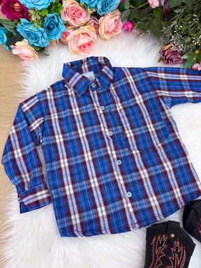 Camisa Junina Xadrez Zion Azul - Elegância e Conforto para os Pequenos | Bebeloo Kids