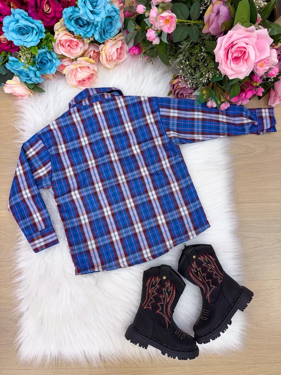 Camisa Junina Xadrez Zion Azul - Elegância e Conforto para os Pequenos | Bebeloo Kids