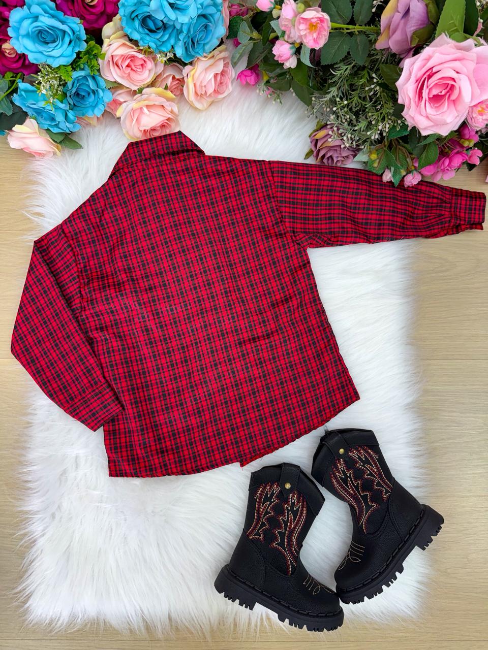 Camisa Xadrez Junina Bernardo Vermelho - Elegância e Conforto para os Pequenos | Bebeloo Kids