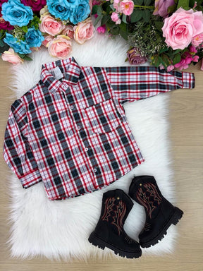 Camisa Junina Xadrez Liam Branco - Elegância e Conforto para os Pequenos | Bebeloo Kids