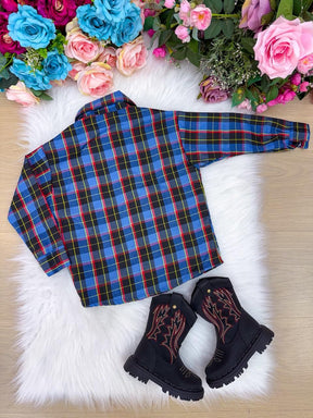 Camisa Junina Xadrez Breno Azul - Elegância e Conforto para os Pequenos | Bebeloo Kids