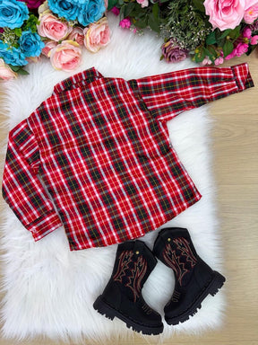 Camisa Xadrez Junina Jeremias Vermelha - Elegância e Conforto para os Pequenos | Bebeloo Kids
