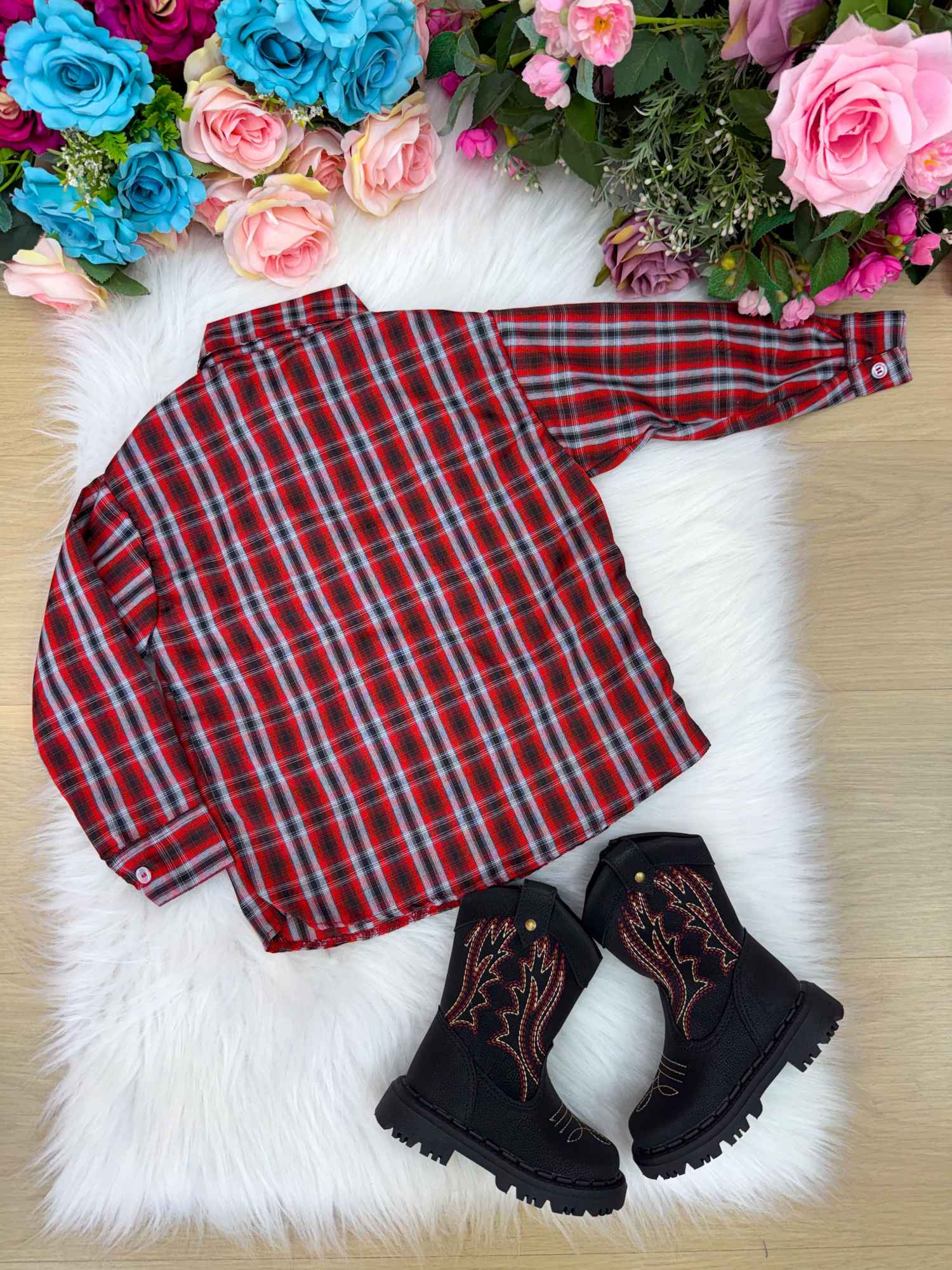 Camisa Xadrez Junina Estevão Vermelha - Elegância e Conforto para os Pequenos | Bebeloo Kids