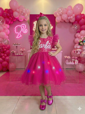 Vestido Ysa Kids Barbie Luxinho Pink Com led - Leveza e Elegância para Meninas | Bebeloo Kids