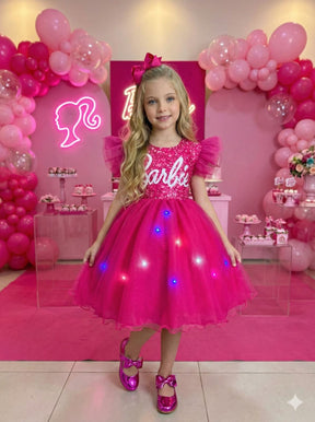 Vestido Ysa Kids Barbie Luxinho Pink Com led - Leveza e Elegância para Meninas | Bebeloo Kids