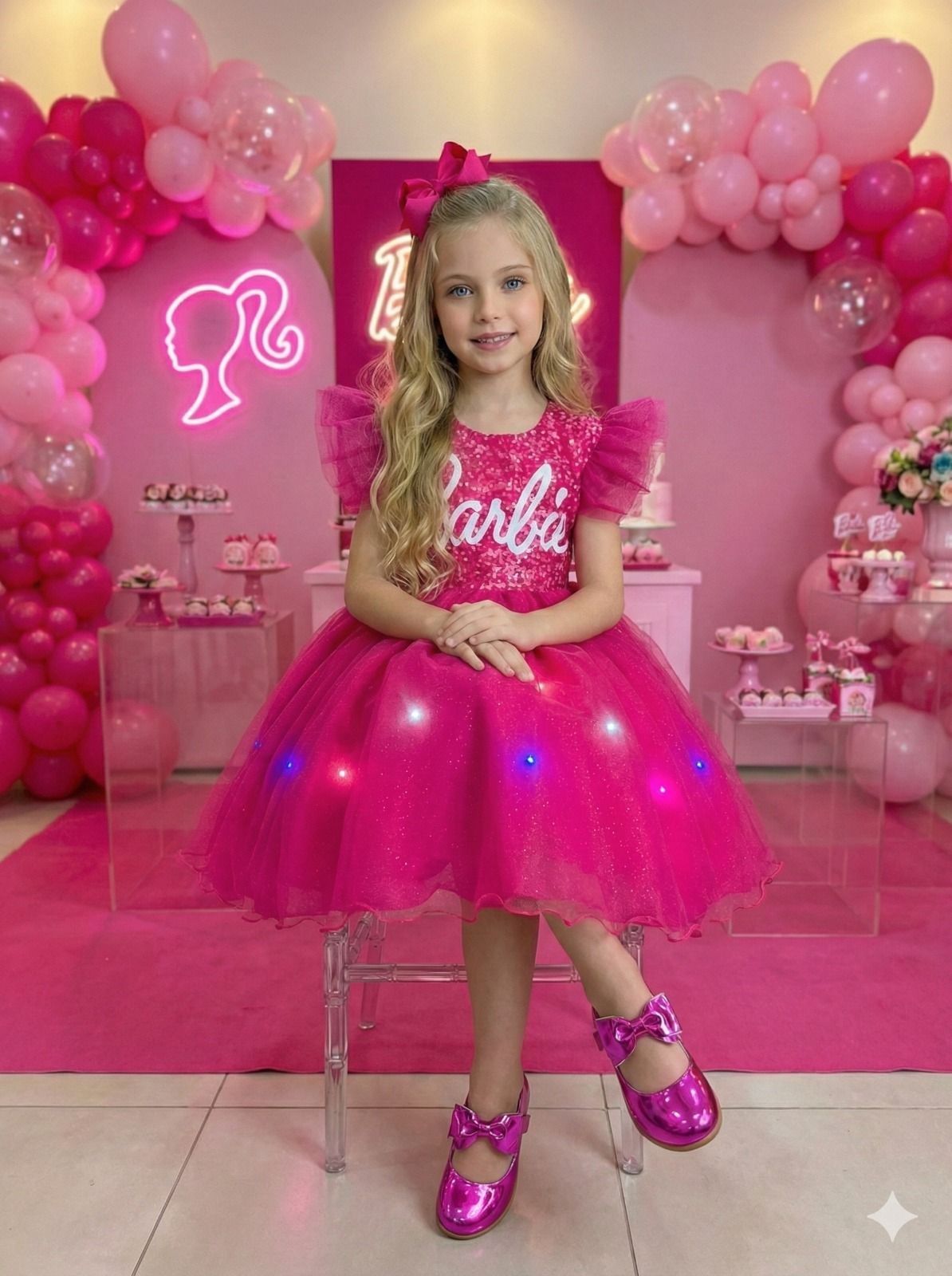 Vestido Ysa Kids Barbie Luxinho Pink Com led - Leveza e Elegância para Meninas | Bebeloo Kids