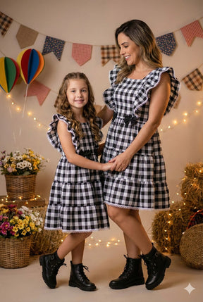 Vestido Banana Club Aline Xadrez Mãe e Filha - Leveza e Elegância para Meninas | Bebeloo Kids
