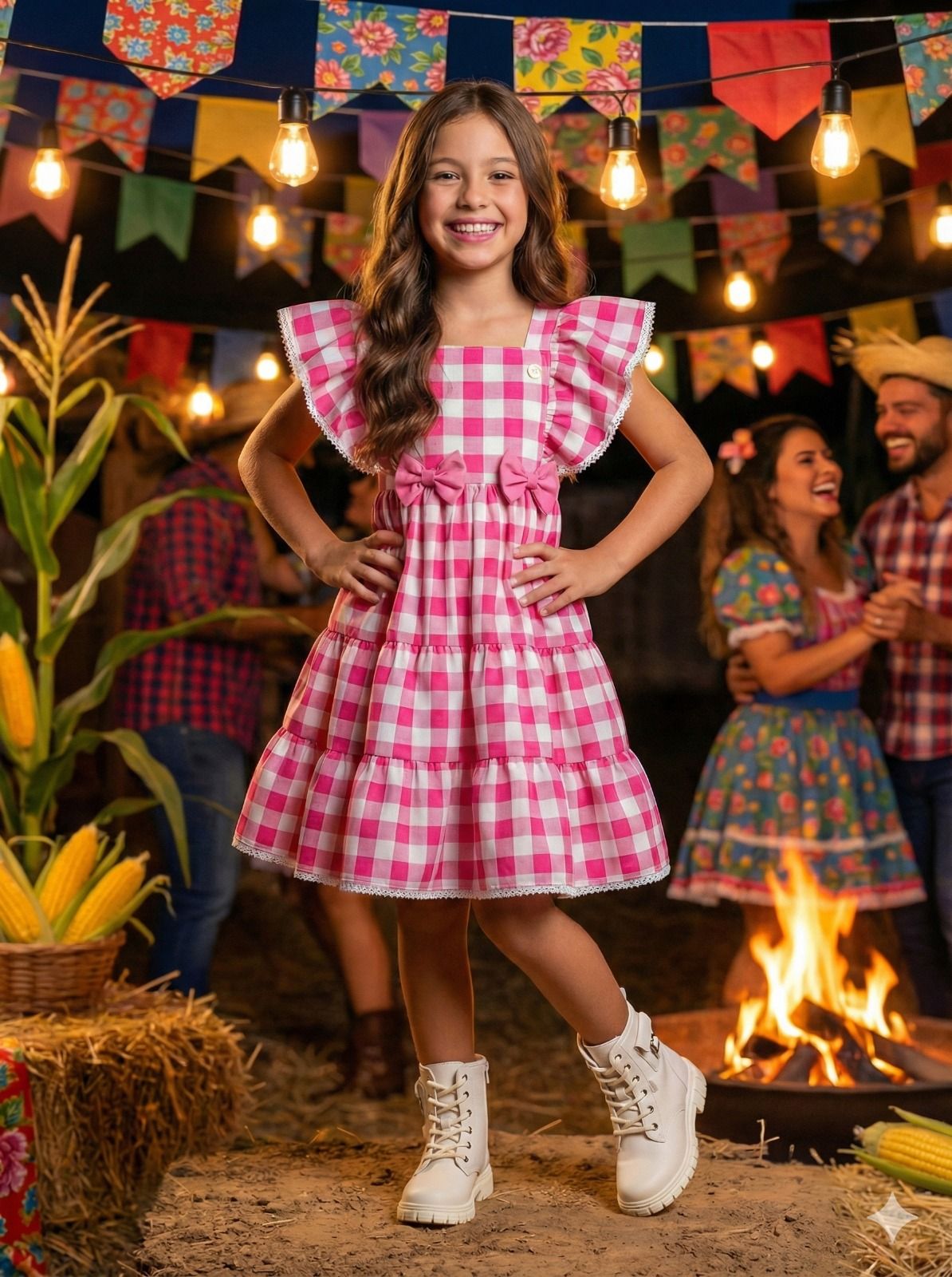 Vestido Banana Club Aline Xadrez Rosa - Leveza e Elegância para Meninas | Bebeloo Kids