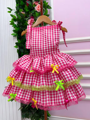 Vestido Banana Club Luxo Arraia do Chamego Mãe e Filha - Leveza e Elegância para Meninas | Bebeloo Kids