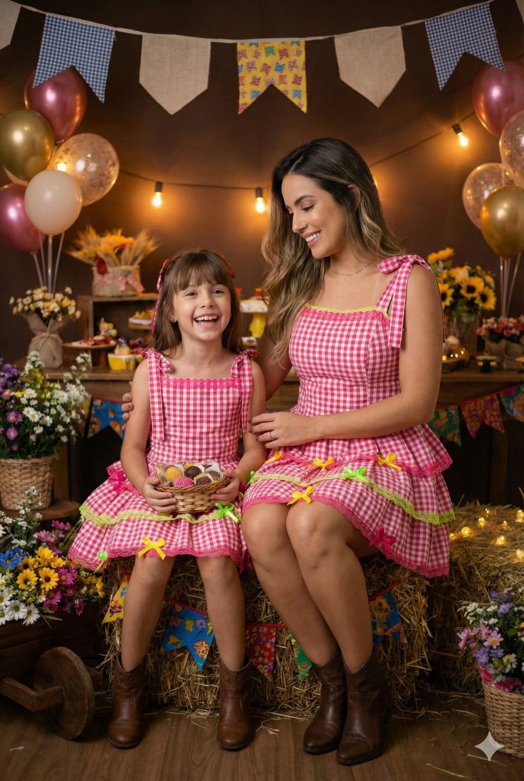 Vestido Banana Club Luxo Arraia do Chamego Mãe e Filha - Leveza e Elegância para Meninas | Bebeloo Kids