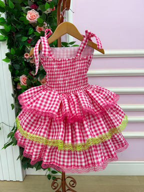 Vestido Banana Club Luxo Arraia do Chamego Mãe e Filha - Leveza e Elegância para Meninas | Bebeloo Kids