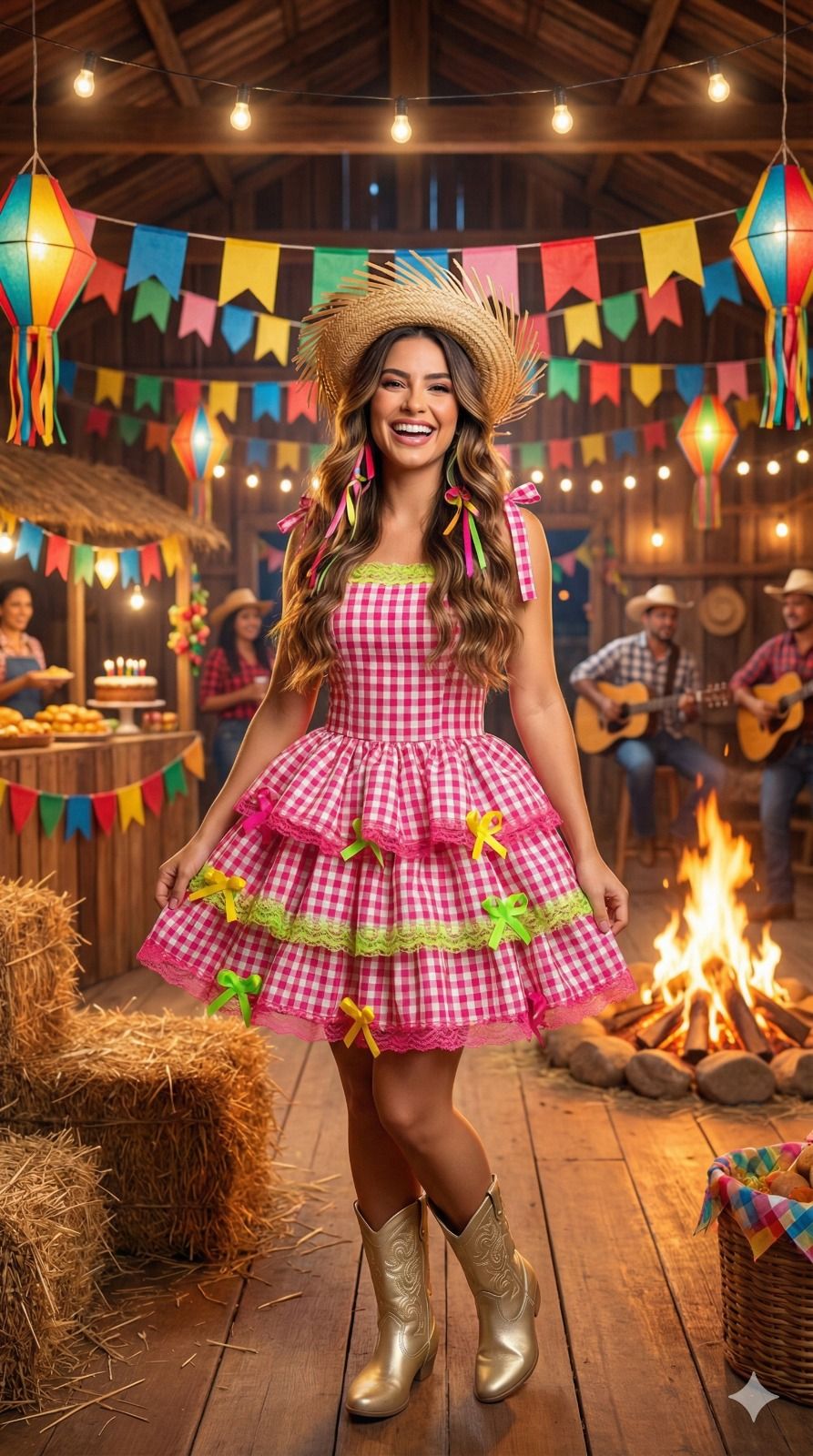 Vestido Banana Club Luxo Arraia do Chamego Mãe e Filha - Leveza e Elegância para Meninas | Bebeloo Kids
