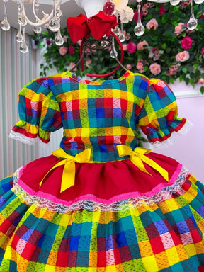 Vestido Junino Mimadine Luxo Priscila Vermelho - Leveza e Elegância para Meninas | Bebeloo Kids